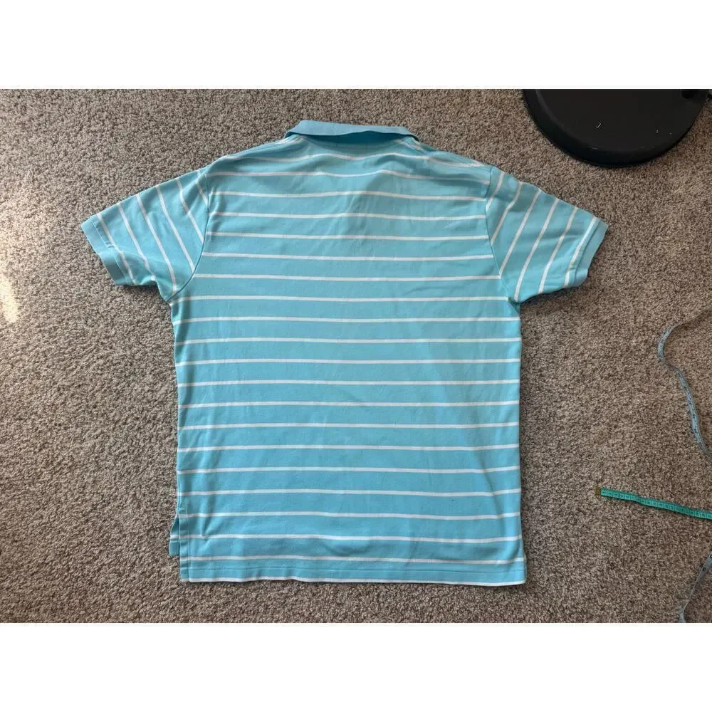 POLO by Ralph Lauren collared shirt, size XL, Teal & White striped; Cotton
